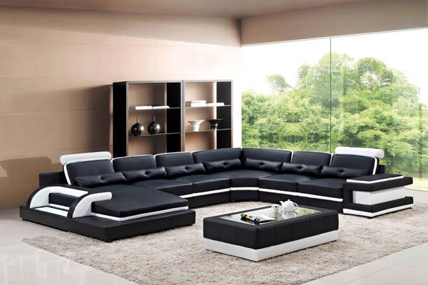 U Vorm Sofa Set Voor Woonkamer Moderne Lederen Sofa Met Led Verlichting Hoekbank